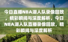 今日直播NBA湖人队录像回放，精彩瞬间与深度解析，今日NBA湖人队直播录像回放，精彩瞬间与深度解析