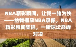 NBA精彩瞬间，让我一睹为快——给我播放NBA录像，NBA精彩瞬间集锦，一睹球坛巅峰对决