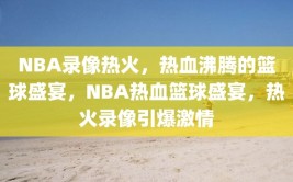 NBA录像热火，热血沸腾的篮球盛宴，NBA热血篮球盛宴，热火录像引爆激情