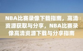 NBA比赛录像下载指南，高清资源获取与分享，NBA比赛录像高清资源下载与分享指南