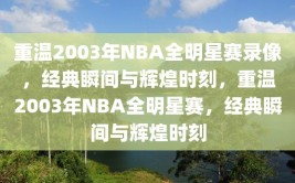 重温2003年NBA全明星赛录像，经典瞬间与辉煌时刻，重温2003年NBA全明星赛，经典瞬间与辉煌时刻